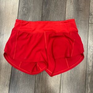 Lululemon Red Mid Waist Speed Up Shorts Size 6
